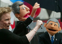 AP Kerry and Bush puppets photo